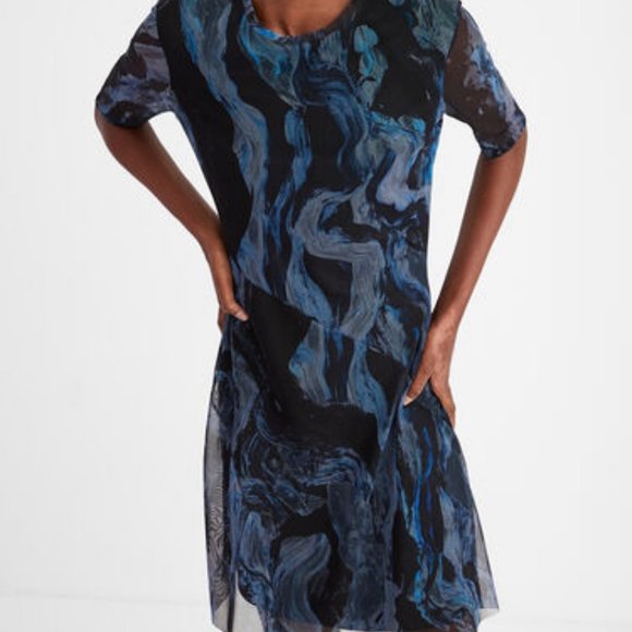 NWT Desigual 3D effect Marble Dress size S - Picture 3 of 12
